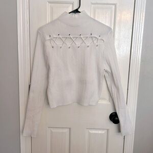 Roma whit Knit cut out ribbed sweater NWOT